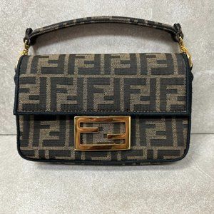 Fendi Baguette Mini Jacquard FF Fabric Bag